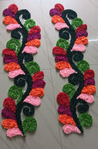 दरवाजा सजावटीसाठी रेडीमेड फ्लोरल बॉर्डर रांगोळी (जोड) | Premium Floral Door Border Rangoli Mat – Set of 2