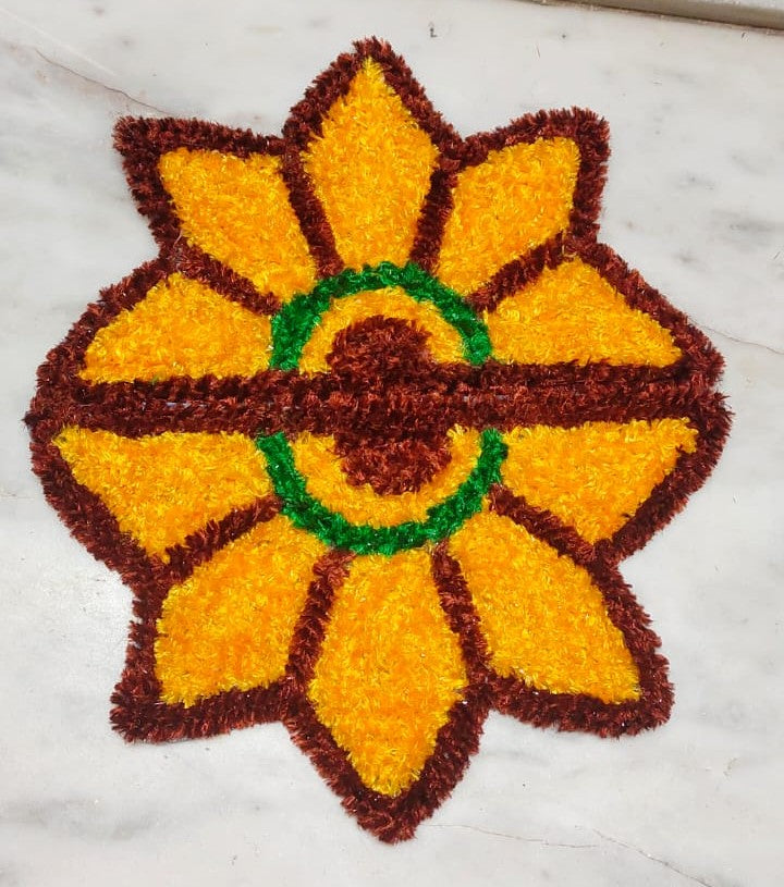 Handmade Rangoli Door Mat – Pair of 1 Ft Decorative Mats