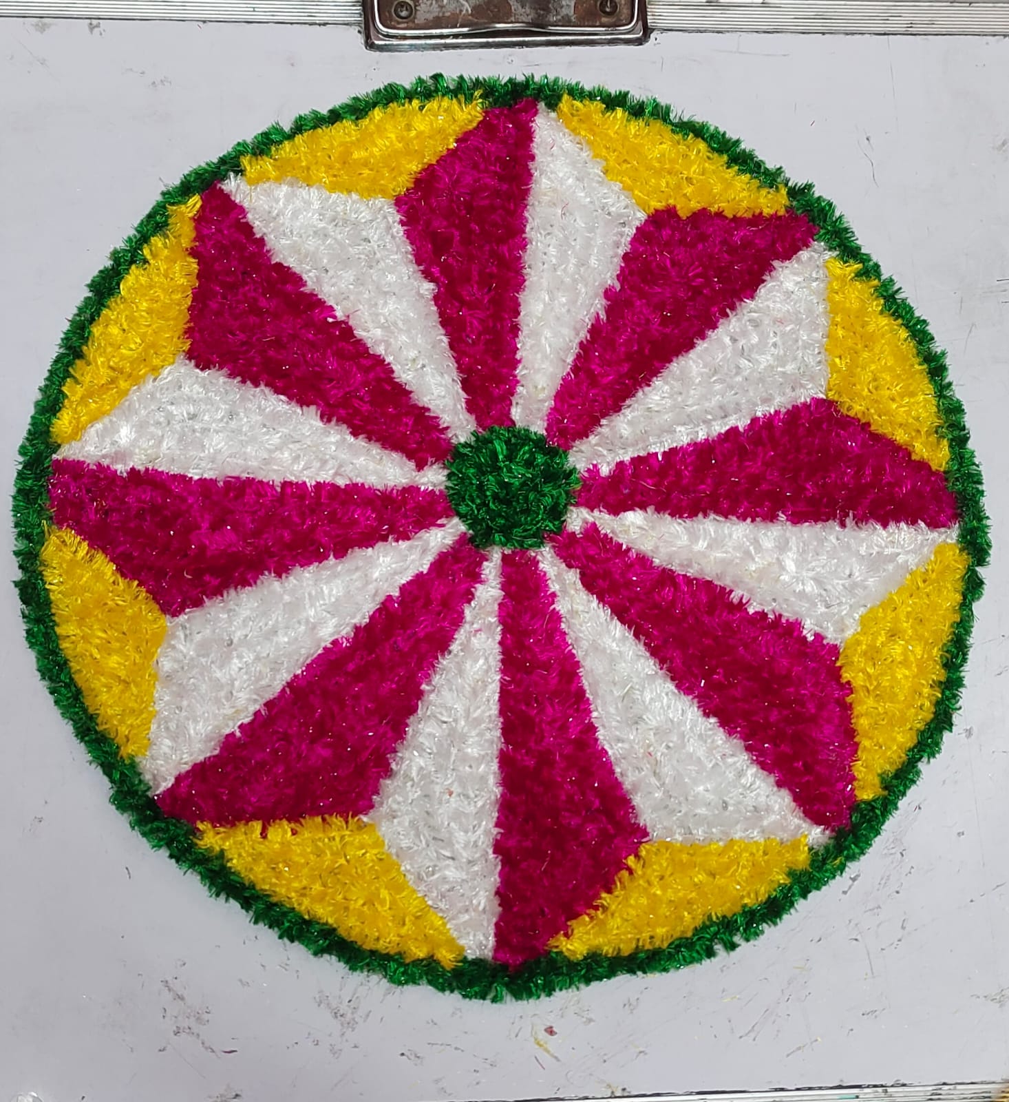 Handmade Rangoli Door Mat – 1 Ft Decorative Floor Mat