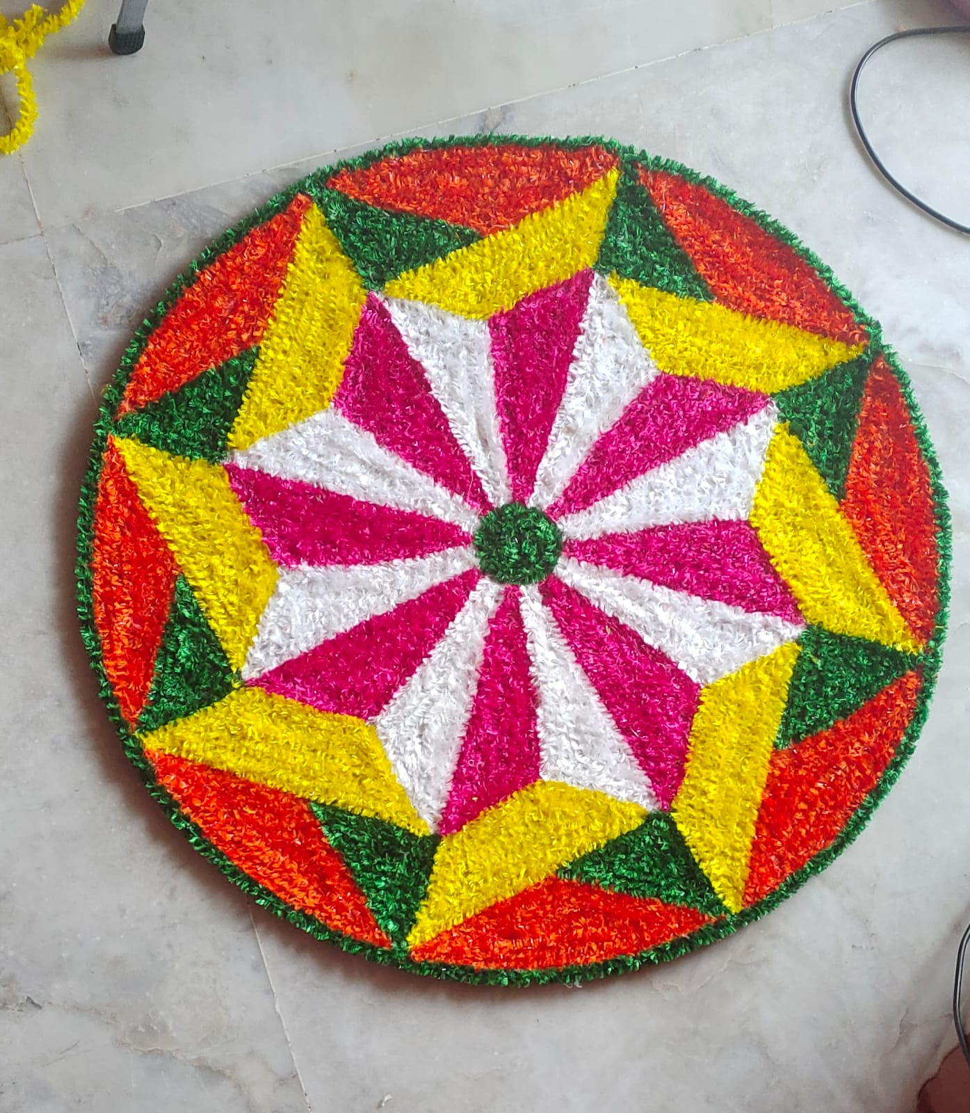 Handmade Rangoli Door Mat – 2 Ft Decorative Floor Mat