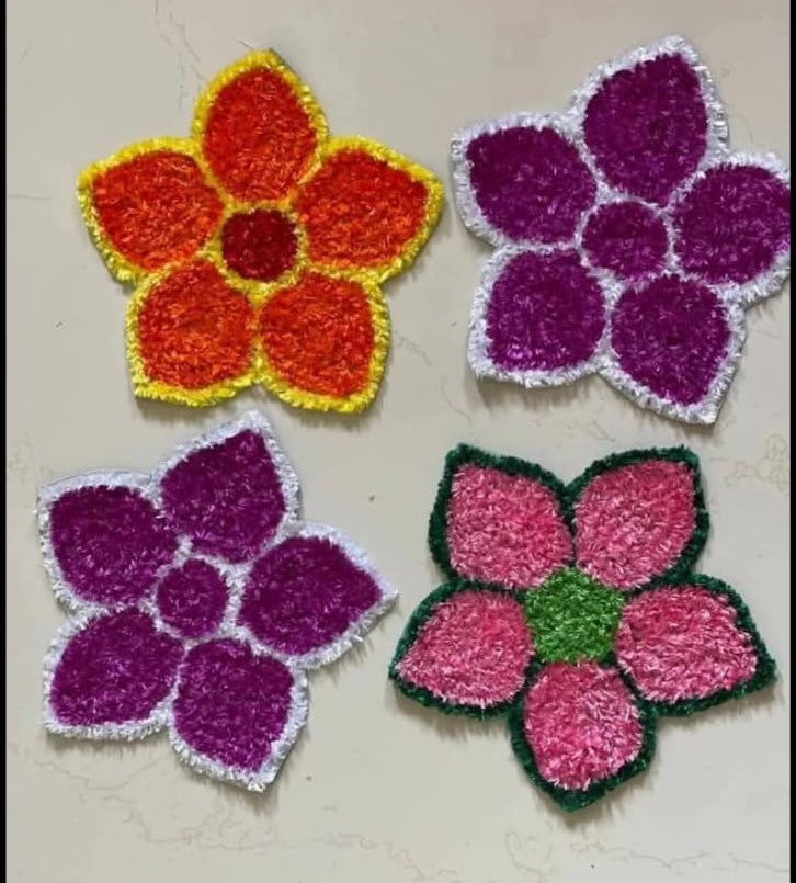 Handmade Rangoli Flower Mat Set – Festive Decorative Floor Décor