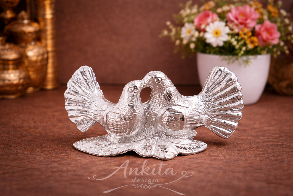 Love Birds Decorative Figurine (Silver Finish Showpiece)