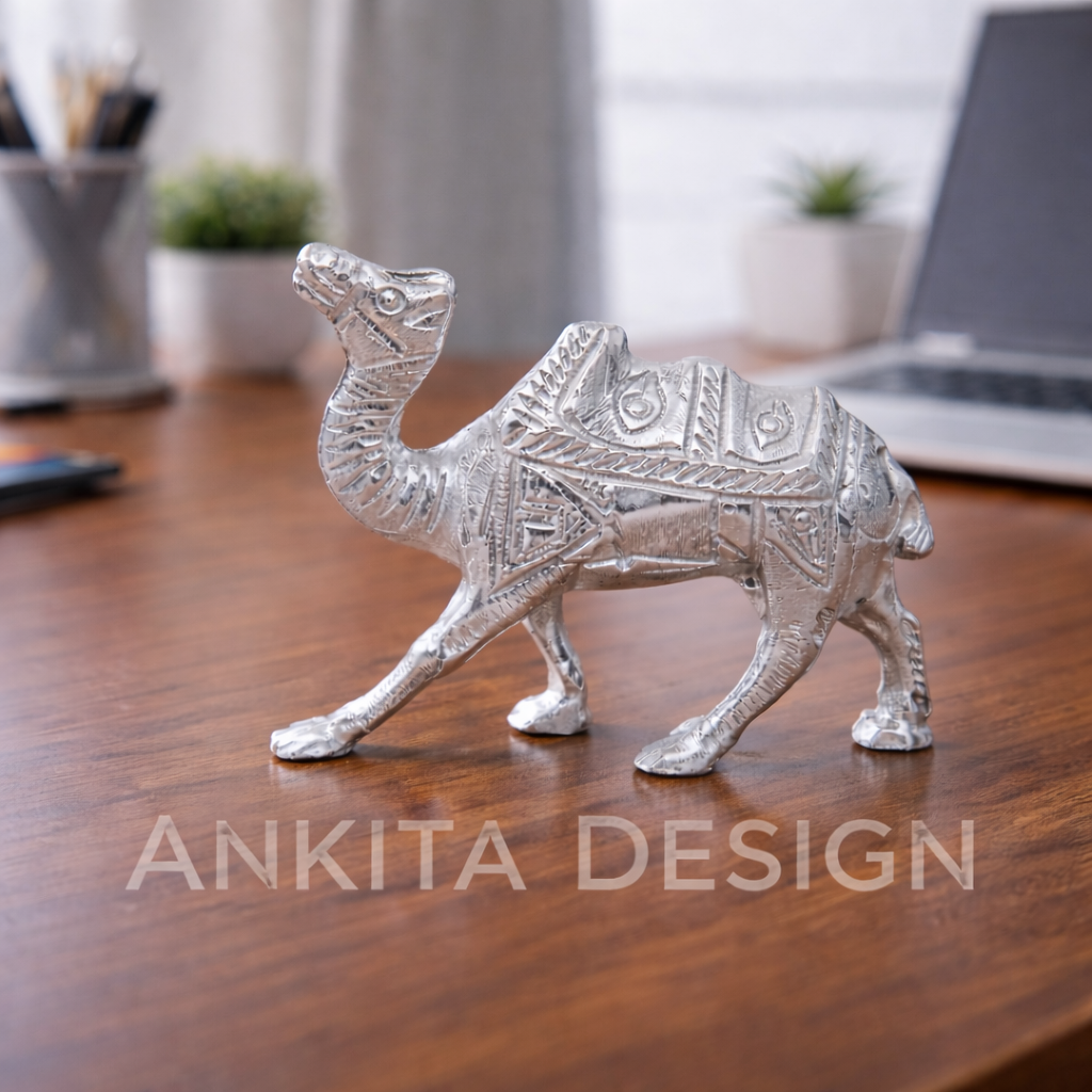 Royal Camel Figurine (Silver Finish Decorative Showpiece)