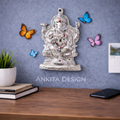 Lord Ganesha Wall Hanging Idol (Silver Finish with Stone Work)