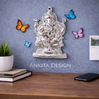 Lord Ganesha Wall Hanging Idol (Silver Finish with Stone Work)