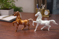 Dual-Tone twin Horse Figurine Set (Gold & Silver Finish Decorative Pair)
