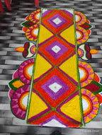 पारंपरिक लांब रेडीमेड रांगोळी मॅट | Premium Traditional Long Rangoli Mat
