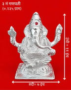 Premium White Metal Ganpati Idol | Lord Ganesha Murti for Home Temple & Décor