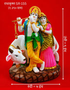 Premium Radha Krishna with Cow Idol | Decorative Spiritual Murti for Home Temple & Living Room
