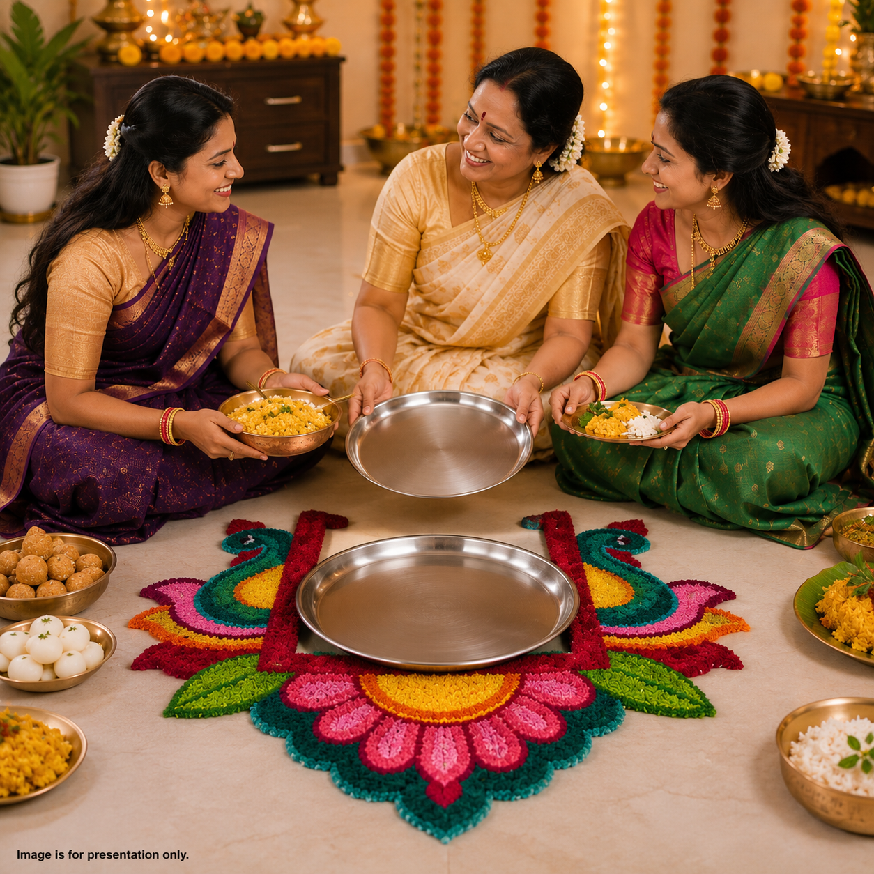 Decorative Plate Surround Rangoli Mat for Dining & Festive Décor