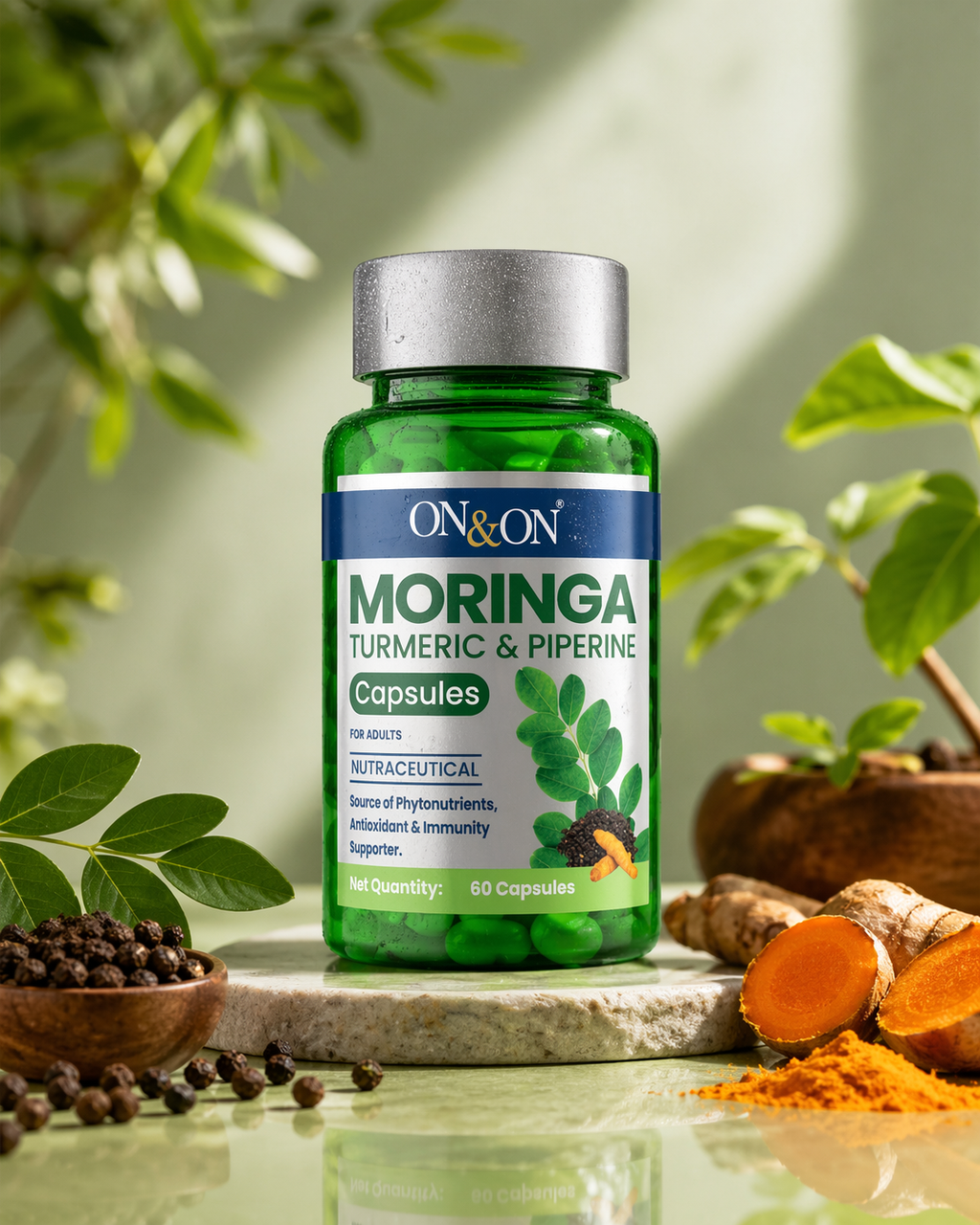 ON & ON Moringa Turmeric & Piperine Capsules (60 Capsules)