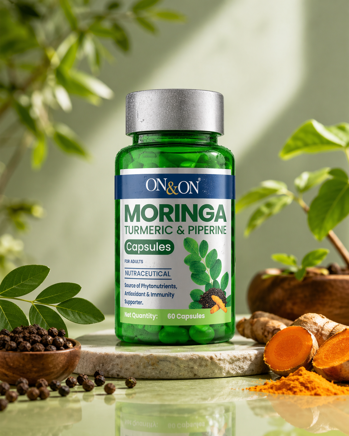 ON & ON Moringa Turmeric & Piperine Capsules (60 Capsules)