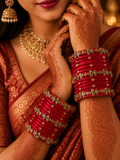 Premium Red Bangles Set | Traditional Bridal Designer Bangles for Women