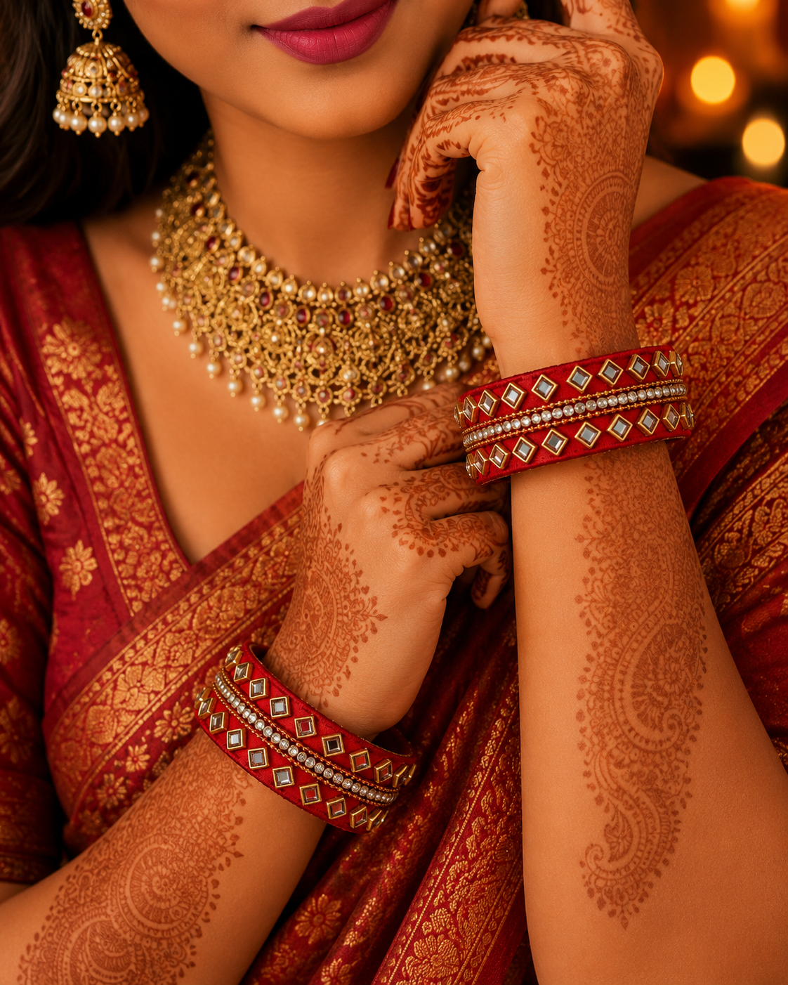 Premium Red Kundan Bangles Set | Elegant Traditional Designer Bangles for Women