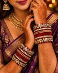 Premium Red Kundan Bangles Set | Elegant Traditional Designer Bangles for Women
