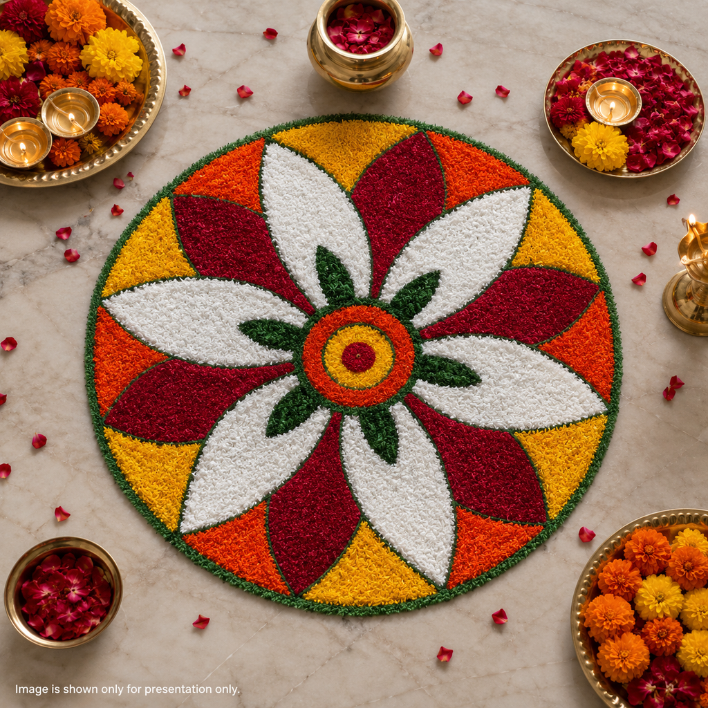 Handmade Rangoli Door Mat – 2 Ft Decorative Floor Mat