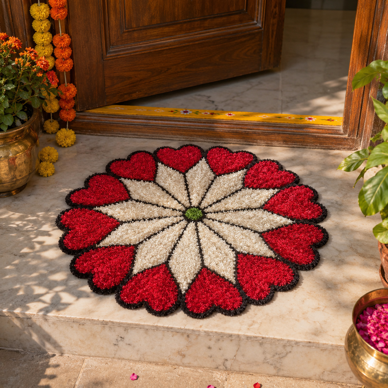 Handmade Rangoli Door Mat – 2 Ft Decorative Floor Mat