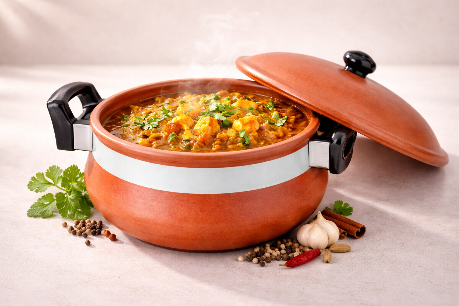 Terracotta Kadhai with Lid | Natural Clay Cooking Pot