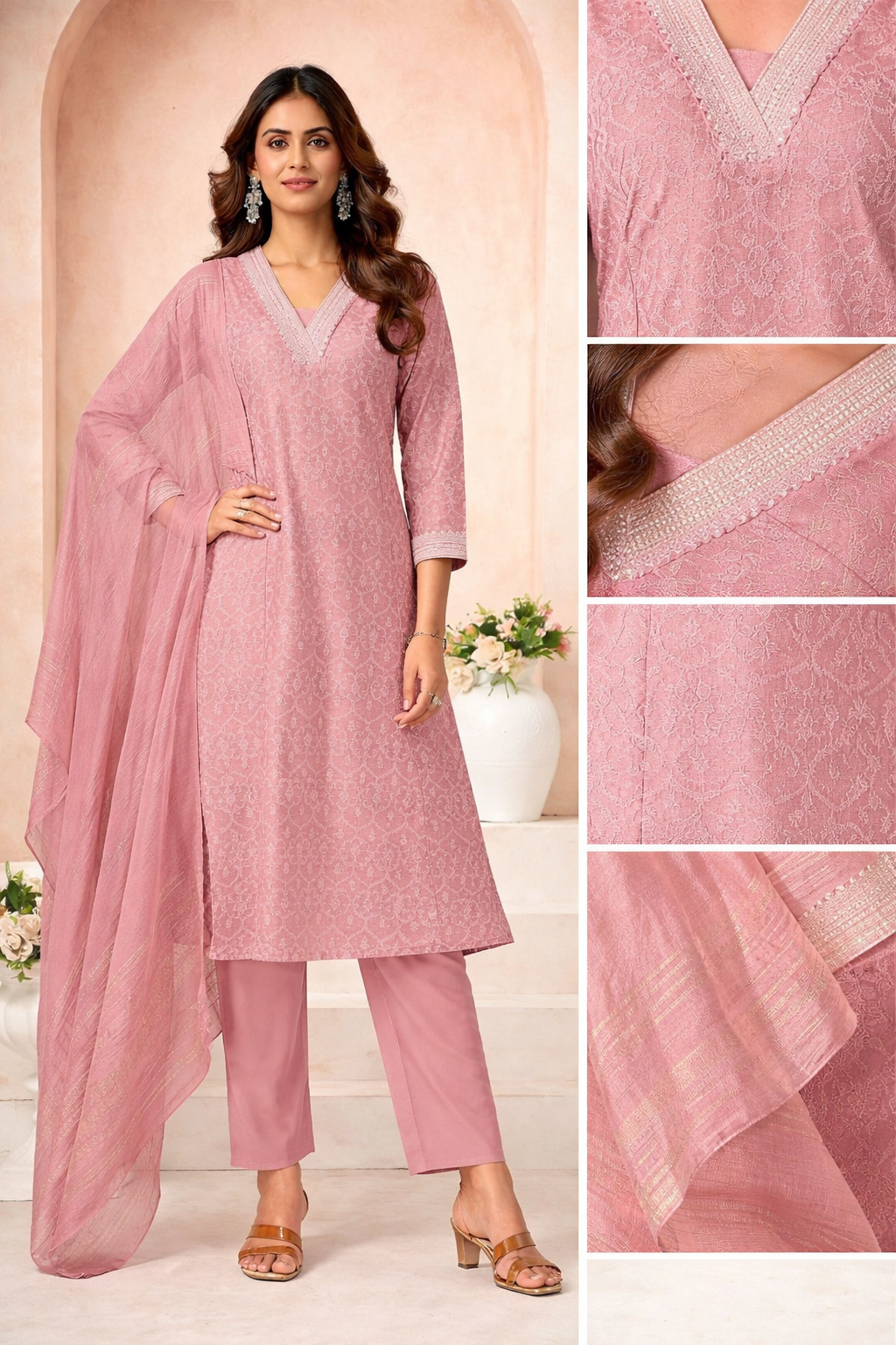 Dusty Pink Kurta Set with Dupatta