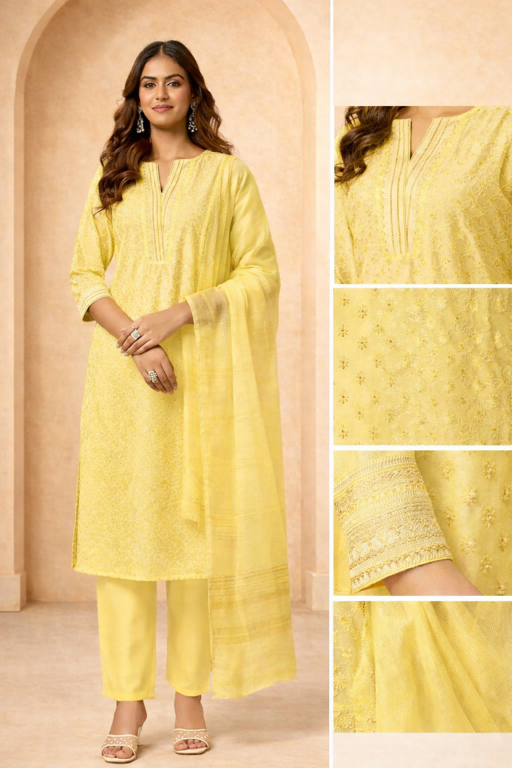 Yellow Embroidered Kurta Set with Dupatta