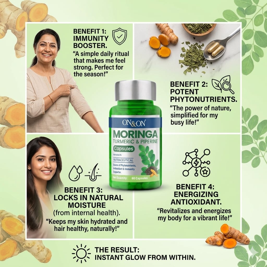 ON & ON Moringa Turmeric & Piperine Capsules (60 Capsules)