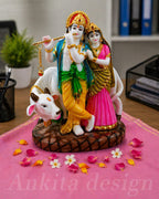 Radha Krishna with Cow Statue