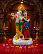 Radha Krishna with Cow Statue