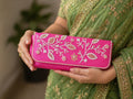 Designer Pink Embroidered Clutch for Women – Pearl & Bead Work Ethnic Party Wallet | Wedding & Festive Purse