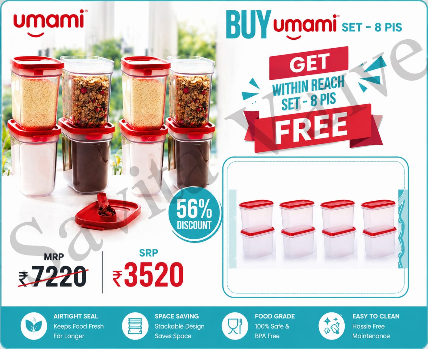 Umami Airtight Storage Container Set – 8 Pcs