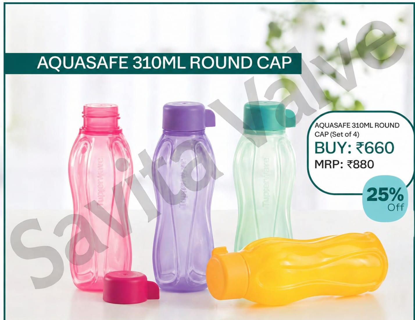 Aquasafe 310ml Water Bottle Set – 4 Pcs