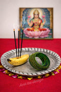 Diamond thali | premium White Metal Pooja Thali | Silver Finish Decorative Plate for Mandir & Ritual Use