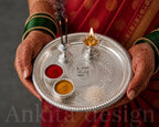 Premium White Metal Toda Pooja Thali Set with Diya & Agarbatti Stand | Haldi Kumkum Plate for Wedding & Rituals