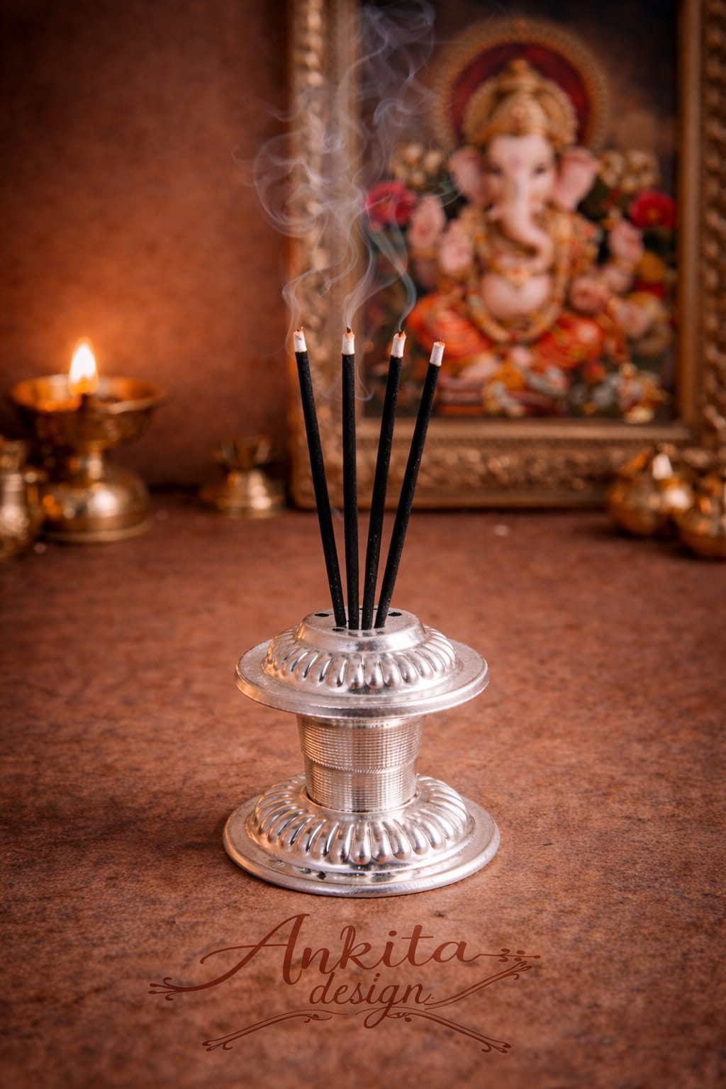 Premium White Metal Agarbatti Stand | Multi-Hole Incense Stick Holder for Pooja & Mandir