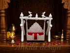 Silver Finish Jhula | White Metal Krishna Swing for Mandir | Decorative Pooja Jhula