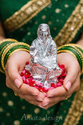 Premium White Metal Sai Baba Idol | Silver Finish Shirdi Sai Baba Murti for Mandir & Home Décor
