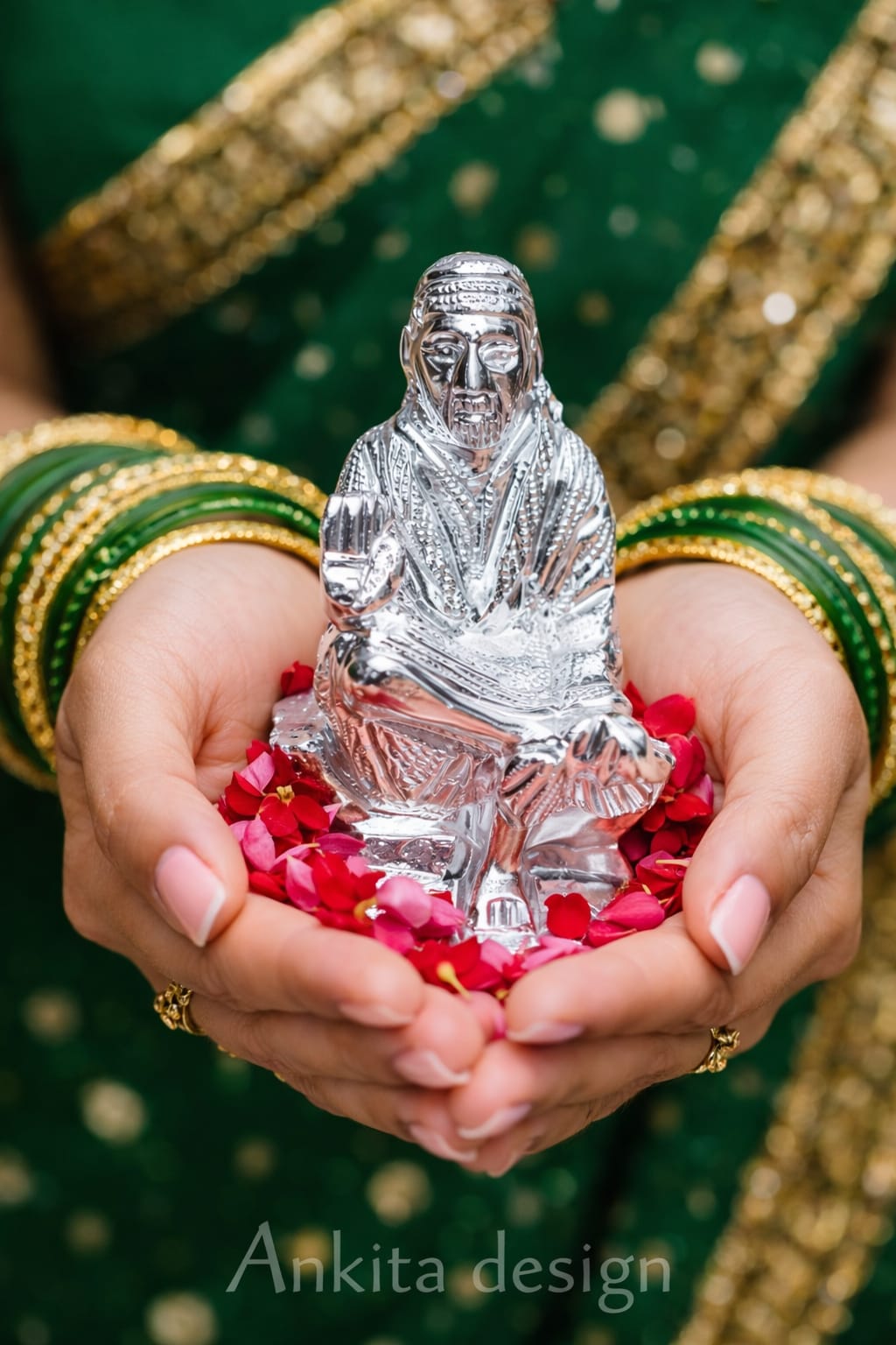 Premium White Metal Sai Baba Idol | Silver Finish Shirdi Sai Baba Murti for Mandir & Home Décor