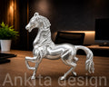 White Metal Horse Statue | Running Horse Showpiece for Home & Office Décor