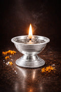 Gol Diva | Premium White Metal Deep Diya | Single Jyot Oil Lamp Bowl for Pooja & Mandir Use