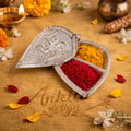 Paan Karanda | Premium White Metal | Leaf Shape 2-in-1 Tilak Container for Pooja