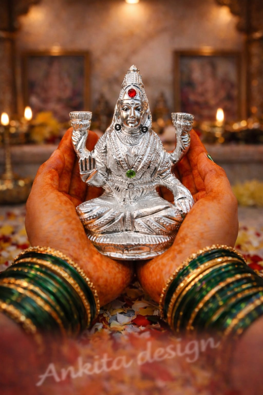 Premium White Metal Laxmi Idol