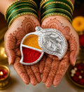 Kairi Paan Karanda | White Metal Kumkum Holder Set for Pooja & Gifting