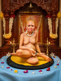 Shree Swami Samarth Sitting Idol | Spiritual Decorative Murti for Home Temple & Meditation Corner