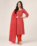 Pink Floral Printed Kurta Pant Dupatta Set for Women | Elegant Ethnic Wear