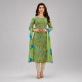 Elegant Green Printed Kurta Pant Dupatta Set | Designer Women’s Ethnic Wear