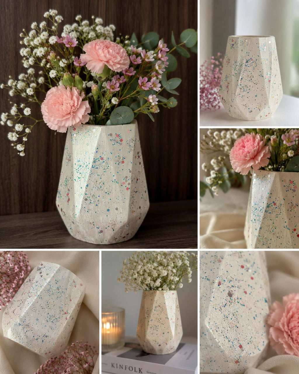 Premium Handmade Terrazzo Decorative Flower Vase | Modern Home Décor Planter