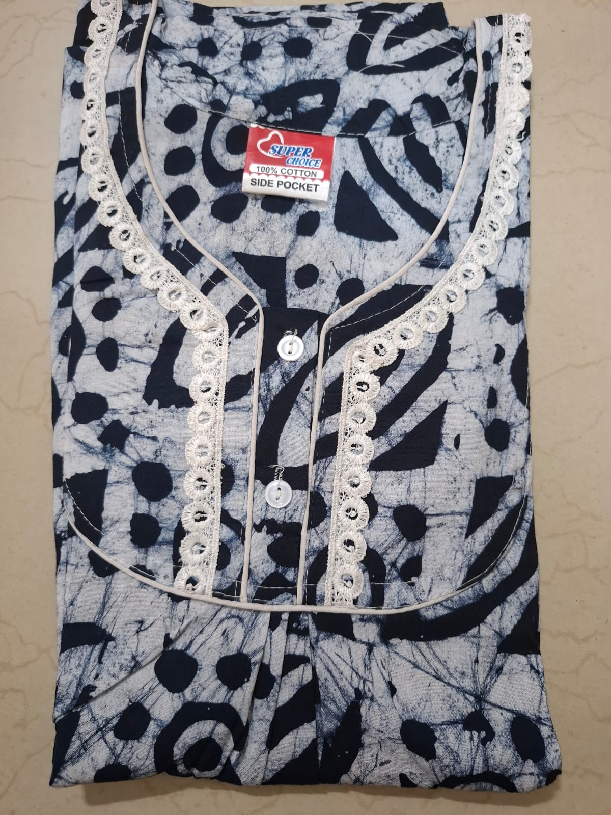 Premium Pink Batik Cotton Nighty for Women