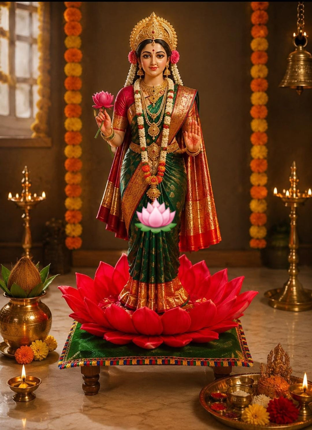 कमळाच्या फुलाच्या आकाराचे प्रीमियम पूजाआसन | Lotus Flower Pooja Aasan