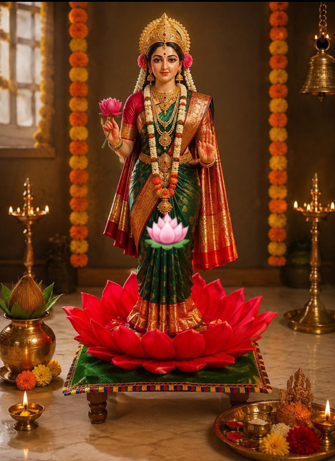 कमळाच्या फुलाच्या आकाराचे प्रीमियम पूजाआसन | Lotus Flower Pooja Aasan