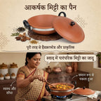 Terracotta Pan (Clay Kadhai) with Lid – Natural Clay Cookware for Healthy Cooking