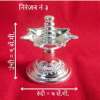 3 No. Niranjan | Premium White Metal Standing Panch Aarti Diya